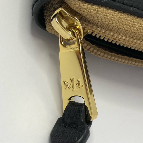 Lauren Ralph Lauren Cork and Black Zip Around Wallet Gold Tone Hardware - Picture 13 of 13